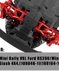 Beefed Up RC Upgrade Parts Kit: Red aluminum suspension arms for Mini Rally VXL Ford RS200 and Mini Slash 4x4