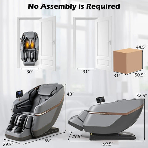 Zero Gravity Full Body Massage Chair Featuring SL Track Kneading Heated Lumbar Padding Built In Airbags Smart Voice Activation Auto Body Scan For Instant Muscle Recovery And Top Tier Daily Chill Vibes In Grey