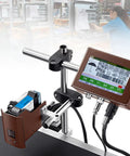 Industrial Automatic Inkjet Printer For Date Coding And Batch Numbers with touch screen, mounted on production line.