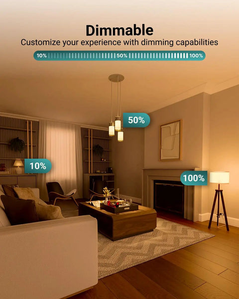 Living room with dimmable lighting using 16 Pack GU24 LED A19 Bulbs 800 Lumens 9W 60W Equivalent Dimmable Twist Lock Base.