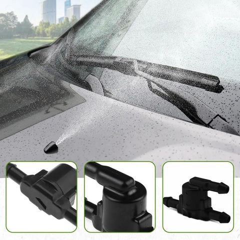 Two Pack Wiper Washer Check Valve Kit For Windshield Spray System Car Wiper Jet Kit Compatible With Toyota Scion Lexus Easy Install Durable Plastic Valve Replacements showing a windshield spray in action and kit details.