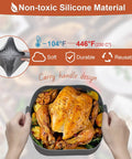Reusable 8.1 Inch Silicone Air Fryer Pot Liners Set 2 Pack Square Oven Insert Easy Clean Food Safe Nonstick Bake Tray with Chicken