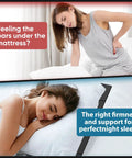 Heavy Duty Twin Size Bunkie Board Builds Legit Solid Support For Your Mattress So You Can Kick Back Without Any Sagging Nonsense On Sofa Beds Or Metal Frames With Half Ton Capacity. Image showing an unhappy woman feeling discomfort on a mattress above, and a content woman sleeping soundly below.