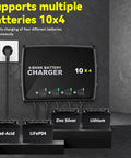 Four Bank 12V Marine Battery Charger Delivering 40A Total With 10A Per Bank, Compatible With AGM LiFePO4 And Deep Cycle Batteries, IP68 Waterproof