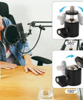 Flexible Ball And Socket Head Microphone Adapter Kit With Four Adapters displayed with 360 and 180 degree rotation angles