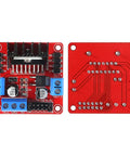 Front and back view of 12 Pack Dual H Bridge Motor Driver Controller Board Module for Arduino Projects with Jumper Wires, red PCB.
