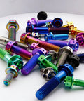 Premium Grade Titanium Flanged Hex Head Bolts M10 X125 Pitch X73mm colorful assortment of screws for motorcycle and car mods.