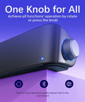 Dope High Fidelity Computer Sound Bar With Bluetooth And 3.5mm Aux Input USB C Powered control knob close-up