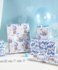 Blue Teddy Bear Hot Air Balloon Baby Wrapping Paper Roll For Baby Boy Birthday And Baby Shower Mini Roll 17 Inches By 32 Point 8 Feet 46 Sq Ft Totally Cute Gift Wrap on wrapped gifts and balloons