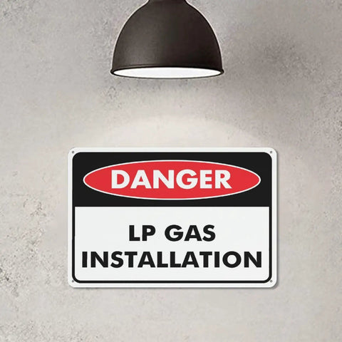 Danger LP Gas Installation Aluminum Warning Sign 8x12 Inch Built Tough UV Printed Weatherproof Plaque For Commercial Premises Industrial Workshops Factory Fuel Supply Zones High Visibility Hazard Notice on wall
