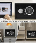 Rock Solid Security Safe Box with Digital Keypad and Backup Keys in various home and office settings.