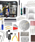 61 Piece Guitar Repair Tool Kit With Ruler Gauge And Hex Wrenches, Files, Fingerboard Guard, Grinding Stone For Acoustic