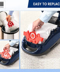 16 Pack FJM Replacement Vacuum Bags Type FJM fits 3D Efficiency canister vacuums, shown being inserted into a vacuum.