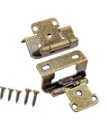 Two Pack Antique Steel Cabinet Hinges For Kitchen Doors One Half Inch Overlay Half Hide Design with screws