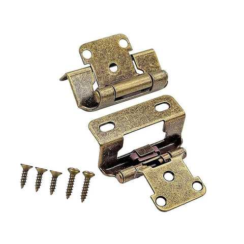 Two Piece Antique Steel Cabinet Hinges Set With Half Inch Overlay And Partial Wrap Styling Soft Close For Kitchen Cabinets And Wardrobes