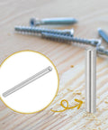 3mm X 50mm Dowel Pins Stainless Steel 304 used for shelves and furniture fixing, shown on a wooden surface with screws.