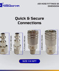 Cosmostar 16-piece chrome air hose fittings set, 1/4 in NPT quick-connect couplers and plugs