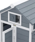 59 Inch Wooden Chicken Coop With Nesting Box And Removable Tray For Outdoor Backyard Use, white fir roof detail
