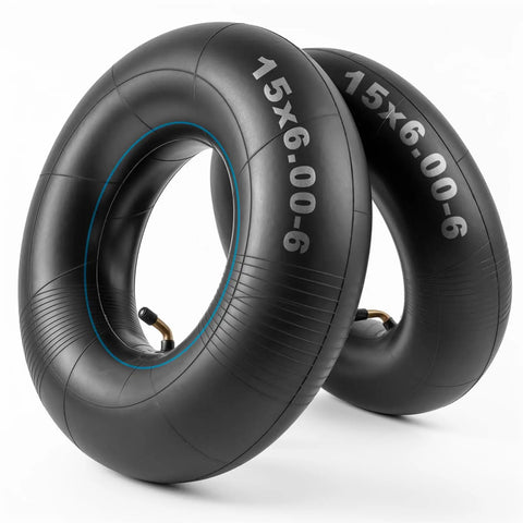 Built Tough 15x6.00-6 Inner Tubes With TR-87 Bent Valve Stem for lawn mowers, snow blowers, go karts, golf carts, 2 pack.
