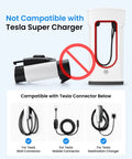 Slick NACs To J1772 Electric Vehicle Charging Adapter For Tesla Wall Connector Up To 80 Amps 19.2 Kilowatts, image showing compatibility details.
