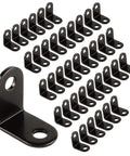 Heavy Duty 24 Pack Black Corner Braces, Rock Solid 90 Degree L Angle Brackets For Furniture And Wood Fix Ups, includes various black steel brackets.