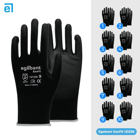 Ride Or Die PU Coated Safety Work Gloves With Breathable Black Nylon Liner For Job Site Toughness And Fingertip Precision In Solid Industrial Protection Gear That Holds Up, shown in black color, front view.