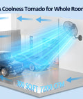20 Inch High Velocity Wall Mount Industrial Fan With 7200 CFM Wired Remote expelling air in garage with vehicles.