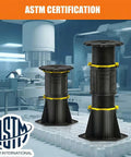 ASTM certified Rock Solid 4 Pack Adjustable Bed Support Legs 8.5 To 13 Inch in manufacturing setting.