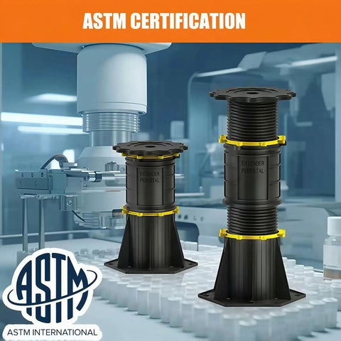 ASTM certified Rock Solid 4 Pack Adjustable Bed Support Legs 8.5 To 13 Inch in manufacturing setting.