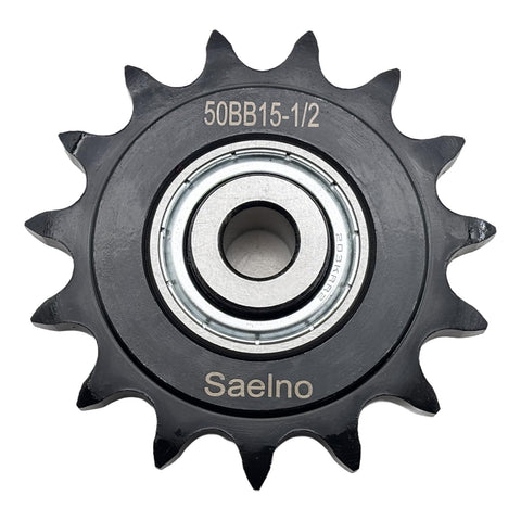 Roller Chain Idler Sprocket Type C With Bearing One Half Inch Bore Fifteen Teeth ANSI 50 Chain Drive Sprocket front view