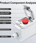 Emergency Stop Button With Waterproof Clear Cover IP67 Red Mushroom Push Switch Box Momentary Switch For Control Panels