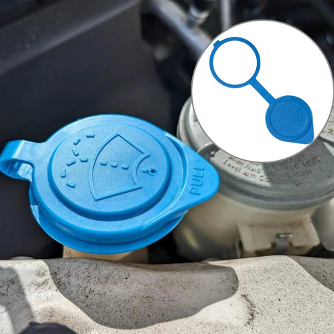 Direct OEM Replacement Windshield Wiper Washer Fluid Cap For Acura RDX MDX ILX And Honda CRV Accord Models With Easy Drop In Install Replaces 38513 SC4 672 And Delivers Tight Seal No Fuss Maintenance blue cap installed on car reservoir