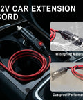 Rock Solid Heavy Duty Male Cigarette Lighter Plug With Led Indicator And 15 Amp Safety Fuse Built Tough Power Cord, 12V extension.