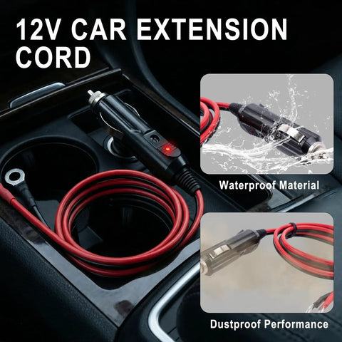 Rock Solid Heavy Duty Male Cigarette Lighter Plug With Led Indicator And 15 Amp Safety Fuse Built Tough Power Cord, 12V extension.