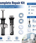 Top Shelf Heavy Duty Toilet Seat Bolt Kit Featuring Rust Resistant Stainless Steel Screws for Universal Bathroom Fixture Repair with 2 bolts and washers.