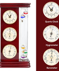 Analog Weather Station With Galileo Thermometer And Quartz Clock In Gold Finish Dope Barometer And Hygrometer Indoor Outdoor Home Decor Gift For Family Or Friends featuring quartz clock and hygrometer
