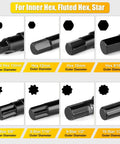 Heavy Duty Must Have Locking Lug Nut Master Key Set 16 Piece For Spline And Star Style Lug Nuts With Inner Hex Keys