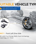 Front Left Steering Knuckle And Wheel Hub Assembly For Ford Ranger Rwd 2001 To 2009, drive side view with detailed vehicle compatibility.