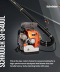Gas Backpack Leaf Blower Delivers 3.7 HP Power From 63.3cc Engine With Up To 230 MPH Airspeed And 920 CFM For Quick Wet And Dry Cleanup