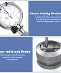 Close-up of Dial Indicator Bore Gauge Set 2 To 6 Inches With 0.001 Inch Precision, secure locking mechanism and wear-resistant probe.