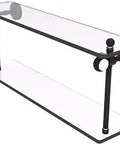 Pacific Grove 22 Inch Two Tier Glass Shelf With Twisted Accents In Oil Rubbed Bronze Solid Brass Concealed Mounting Two Shelves