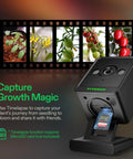 2K QHD Smart Grow Camera For Indoor Tents And Grow Boxes With 2.4GHz WiFi on display showcasing timelapse and SD card features