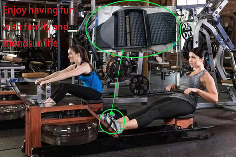 2 Pack Go To Universal Rower Foot Pedal Straps Durable Nylon Adjustable Fixed Straps in use on rowing machine