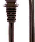 8 Foot Lamp Cord With Polarized Molded Plug 2 Prong UL Listed Brown For DIY Repair And Replacement close-up of plug and wires