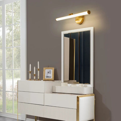 Gold Vanity Light Bar Over Mirror, 22 Inch LED Dimmable Fixture, 15W, 5 CCT Color Temperature, Angle Adjustable, Modern Metal Frame