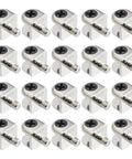 Rock Solid Wall Mounted Glass Shelf Brackets 20 Piece Zinc Alloy Pin Clamps Fit 4 To 8mm Shelves Zero Hassle Setup Heavy Duty Adjustable Holder Brushed Finish showing 20 zinc alloy clamps.