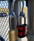 Super Secure Dual Padlock Gate Lock Killing Messy Daisy Chains For Hella Tough Barn Yard Protection, dual padlocks on a gate.