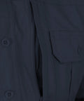 Men's Short Sleeve Tactical Shirt In LAPD Navy Blue With Teflon Stain Repellent Finish showing dual chest pocket and zipper detail.