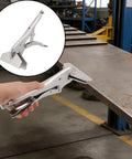 2 Piece 10 Inch Locking Sheet Metal Clamps Heavy Duty Carbon Steel Welding Vise With Lock It Down Adjustable Jaw in use on metal.