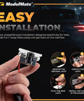 Easy install process for Tesla Logo Puddle Lights For Car Doors 4 Pack With HD LED Projection Upgrade Your Ride For Model 3 Model Y.
